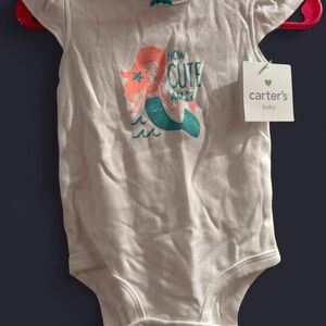 Carter's White and Teal Mermaid Bodysuit